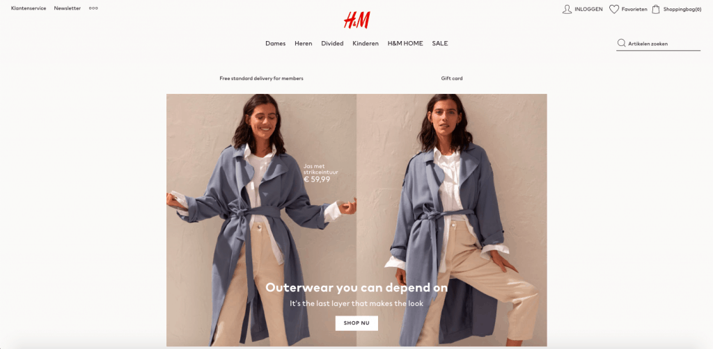 h&m shop nu call to action