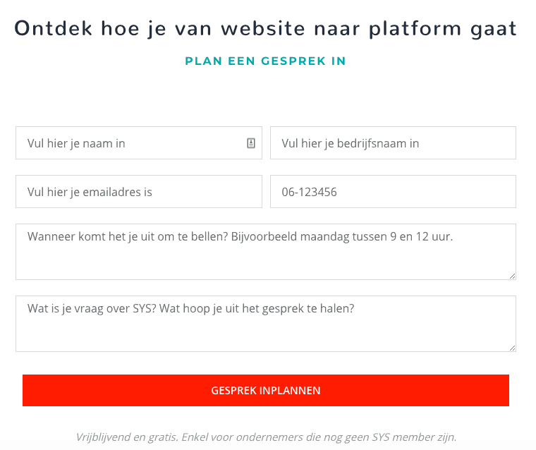 voorbeeld gesprek inplannen
