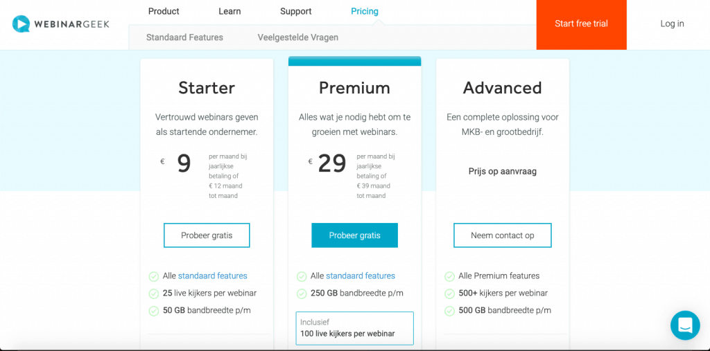 Advies abonnement WebinarGeek
