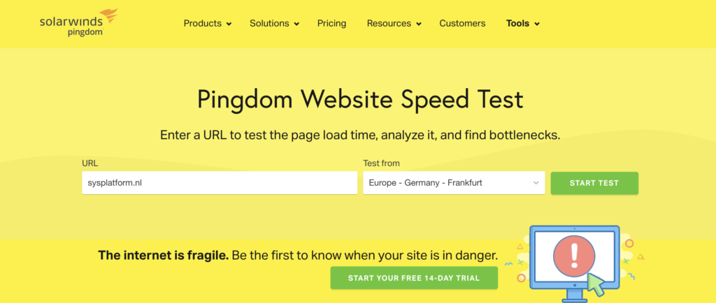Website is te traag: Pingdom Tools